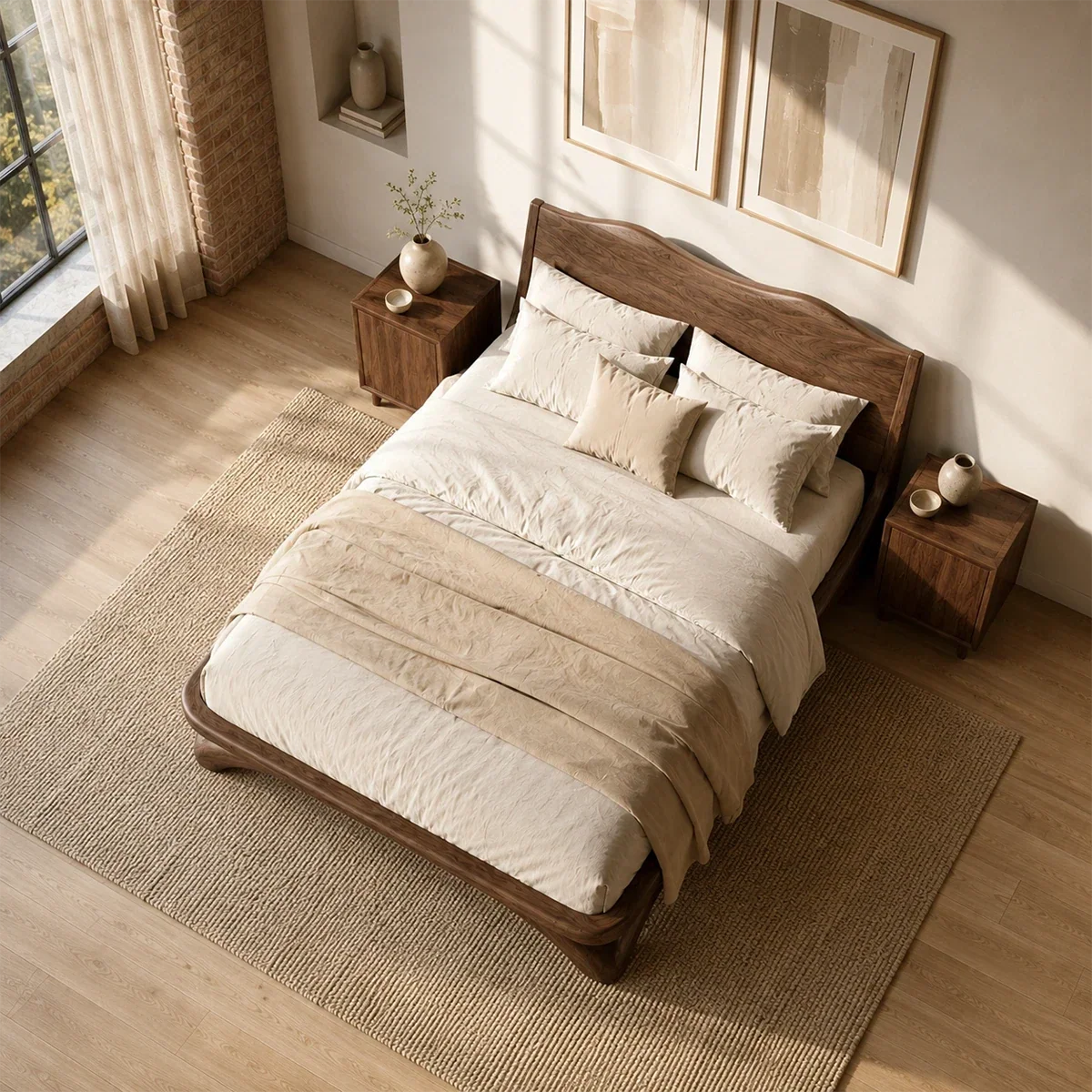 Curved Base Wooden Bed Frame Crafted From Natural Solid Wood for Lofts - ArborisWood - 5