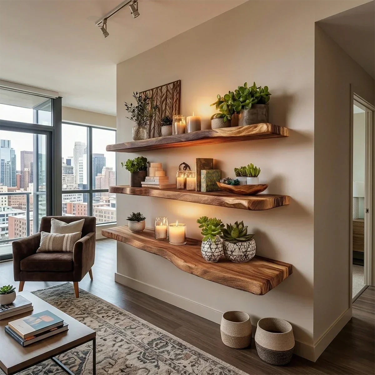 Extended Floating Shelf Solid Wood Wall Mounted Display Storage - ArborisWood - 2