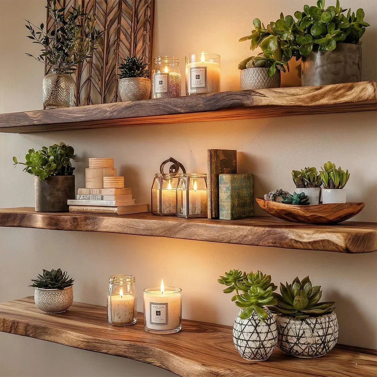 Extended Floating Shelf Solid Wood Wall Mounted Display Storage - ArborisWood - 3