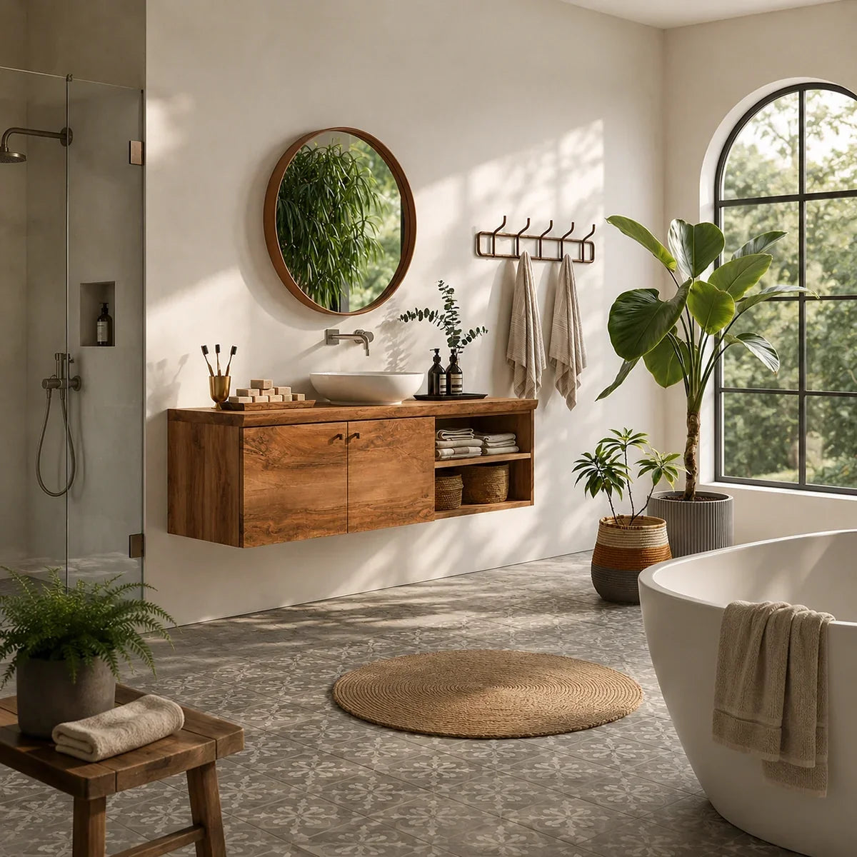 Floating Solid Wood Bathroom Vanity with Open Storage – Minimalist - Arboriswood - 2