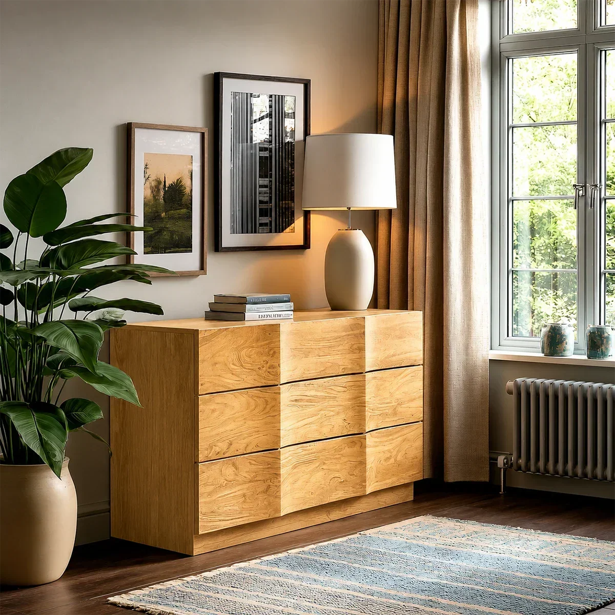 Grid Drawer Sideboard in Natural Solid Wood for Contemporary Interiors - ArborisWood - 8