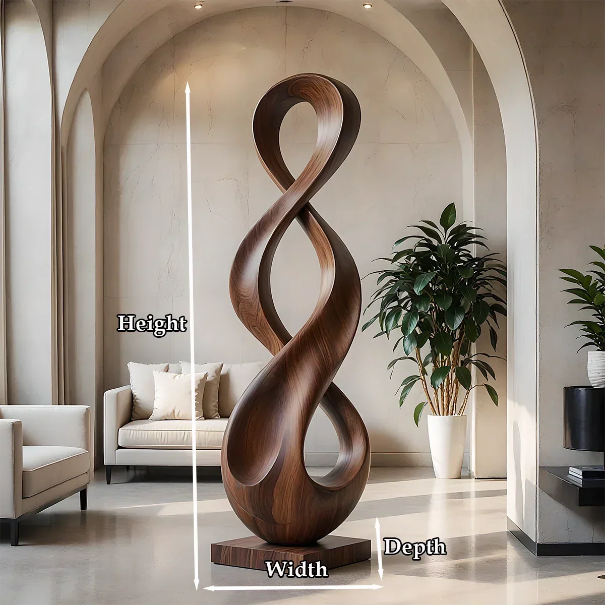 Large Abstract Wood Sculpture with Infinity Loop Form and Continuous Flow Design - ArborisWood - 10