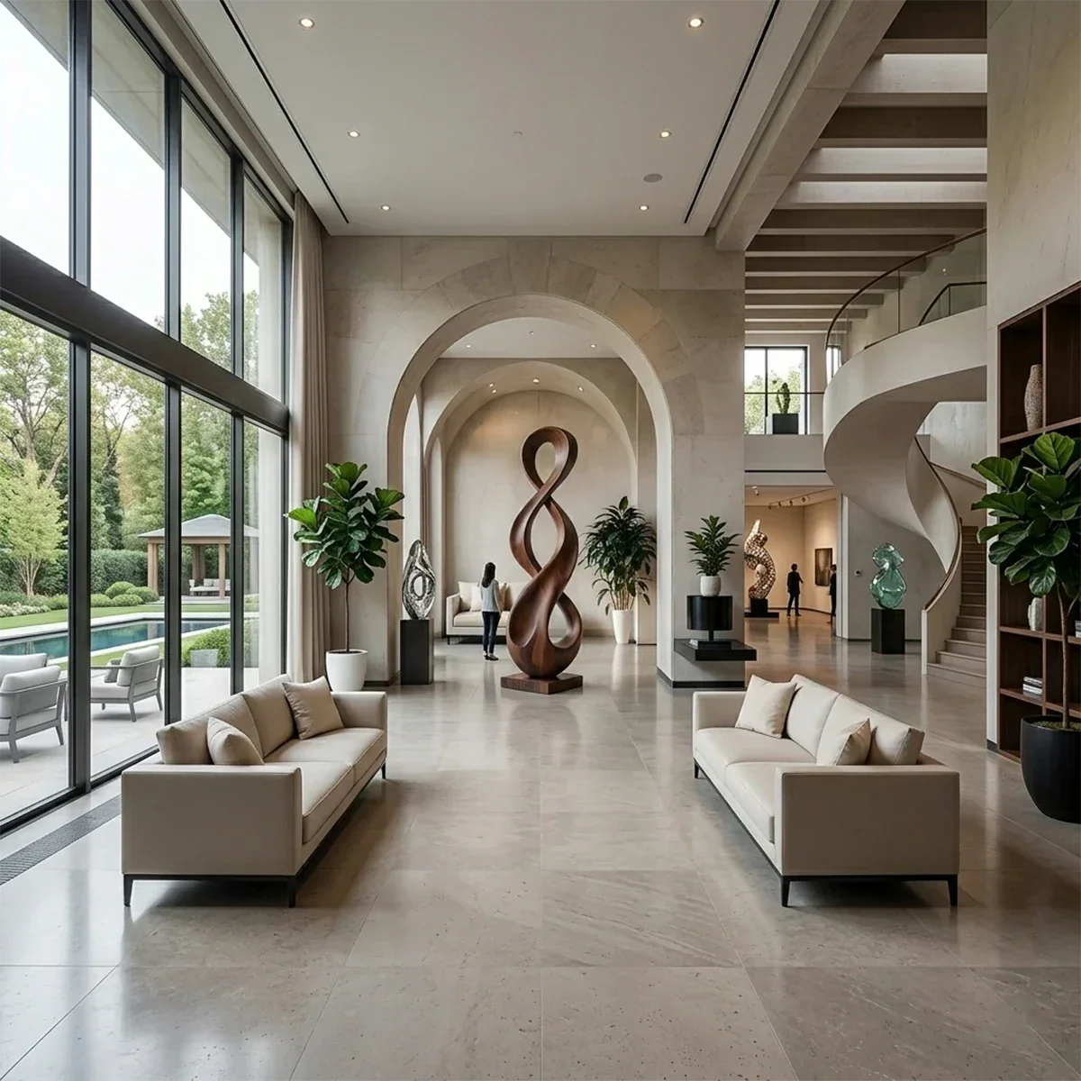 Large Abstract Wood Sculpture with Infinity Loop Form and Continuous Flow Design - ArborisWood - 2