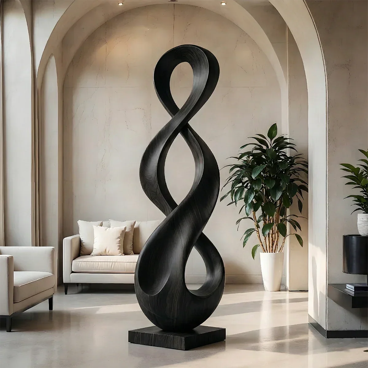 Large Abstract Wood Sculpture with Infinity Loop Form and Continuous Flow Design - ArborisWood - 8