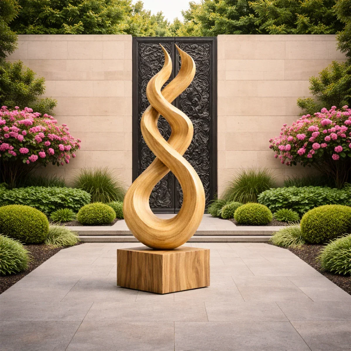 Large Wood Sculpture with Twisting Spiral Form and Sculptural Statement Design - ArborisWood - 3