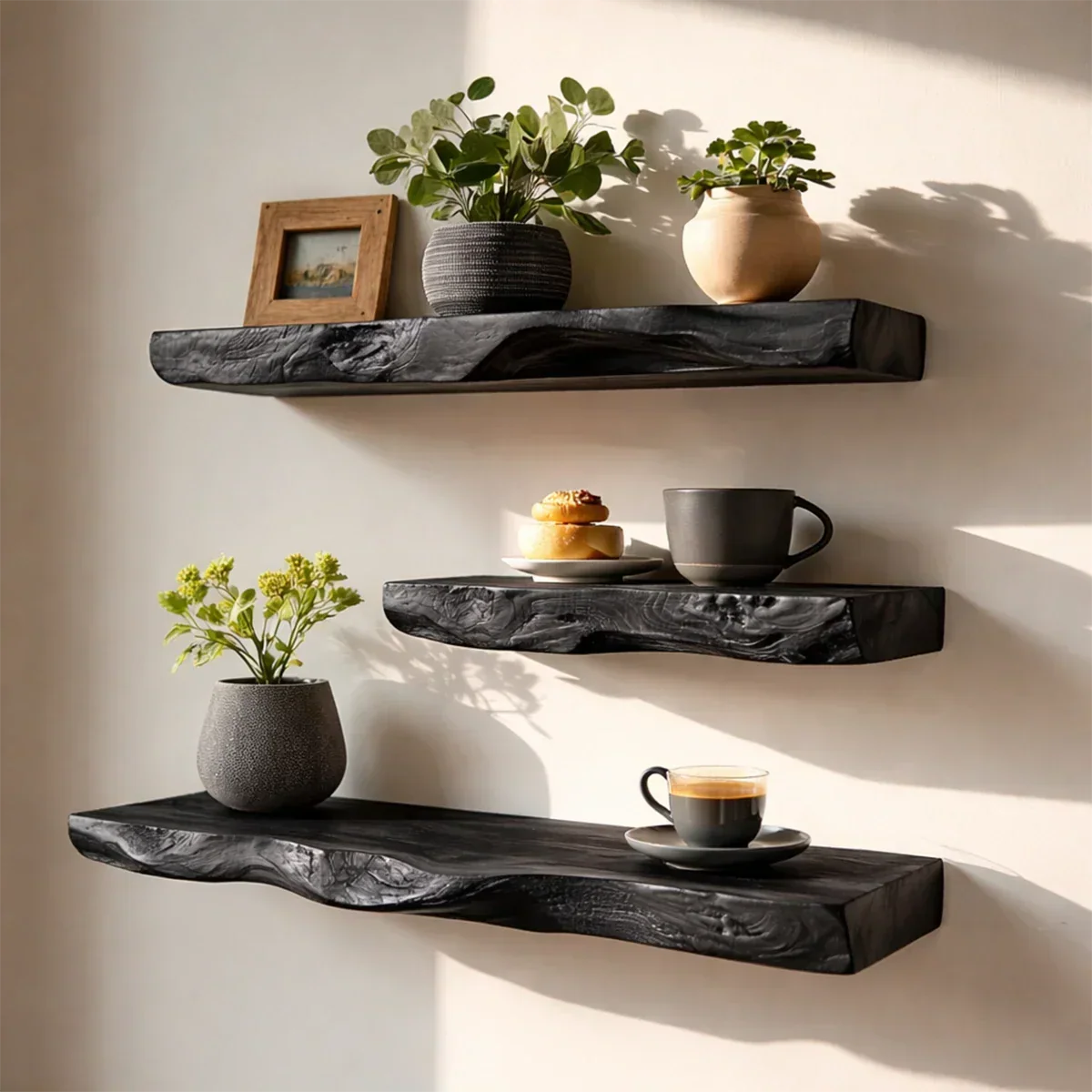 Live Edge Floating Shelf Solid Wood Rustic Wall Mounted Display Shelf - ArborisWood - 8