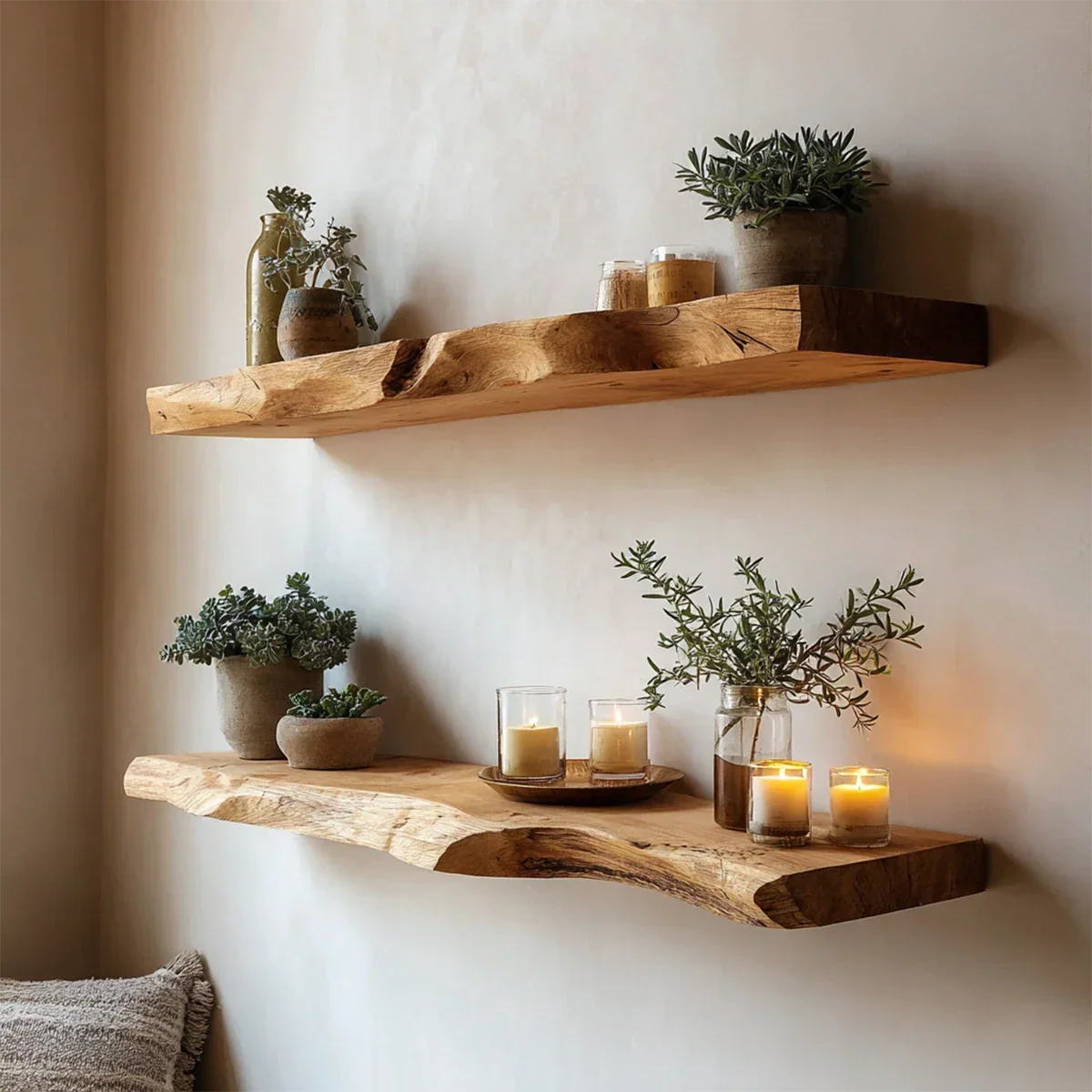 Live Edge Floating Shelf Solid Wood Wall Mounted Display Shelf - ArborisWood - 3