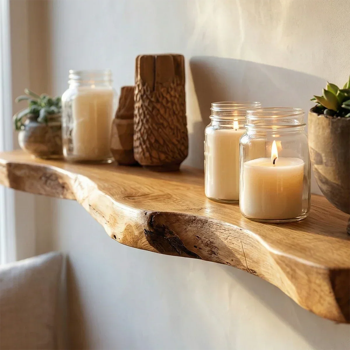 Live Edge Floating Shelf Solid Wood Wall Mounted Display Shelf - ArborisWood - 4