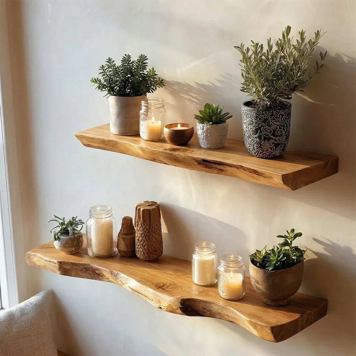 Live Edge Floating Shelf Solid Wood Wall Mounted Display Shelf - ArborisWood - 6