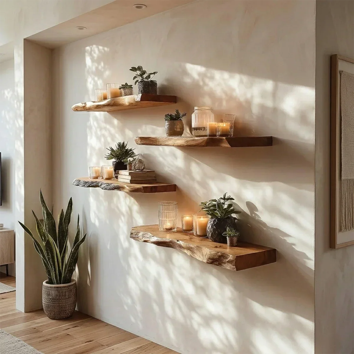 Live Edge Floating Shelf Solid Wood Wall Mounted Storage Shelf - ArborisWood - 2
