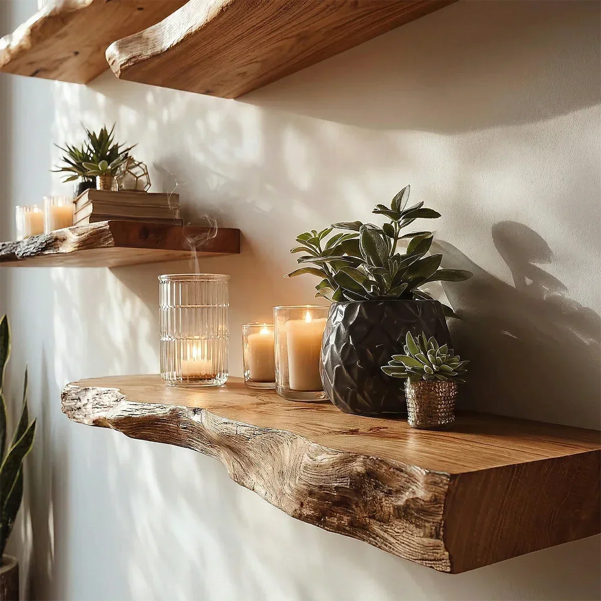 Live Edge Floating Shelf Solid Wood Wall Mounted Storage Shelf - ArborisWood - 3