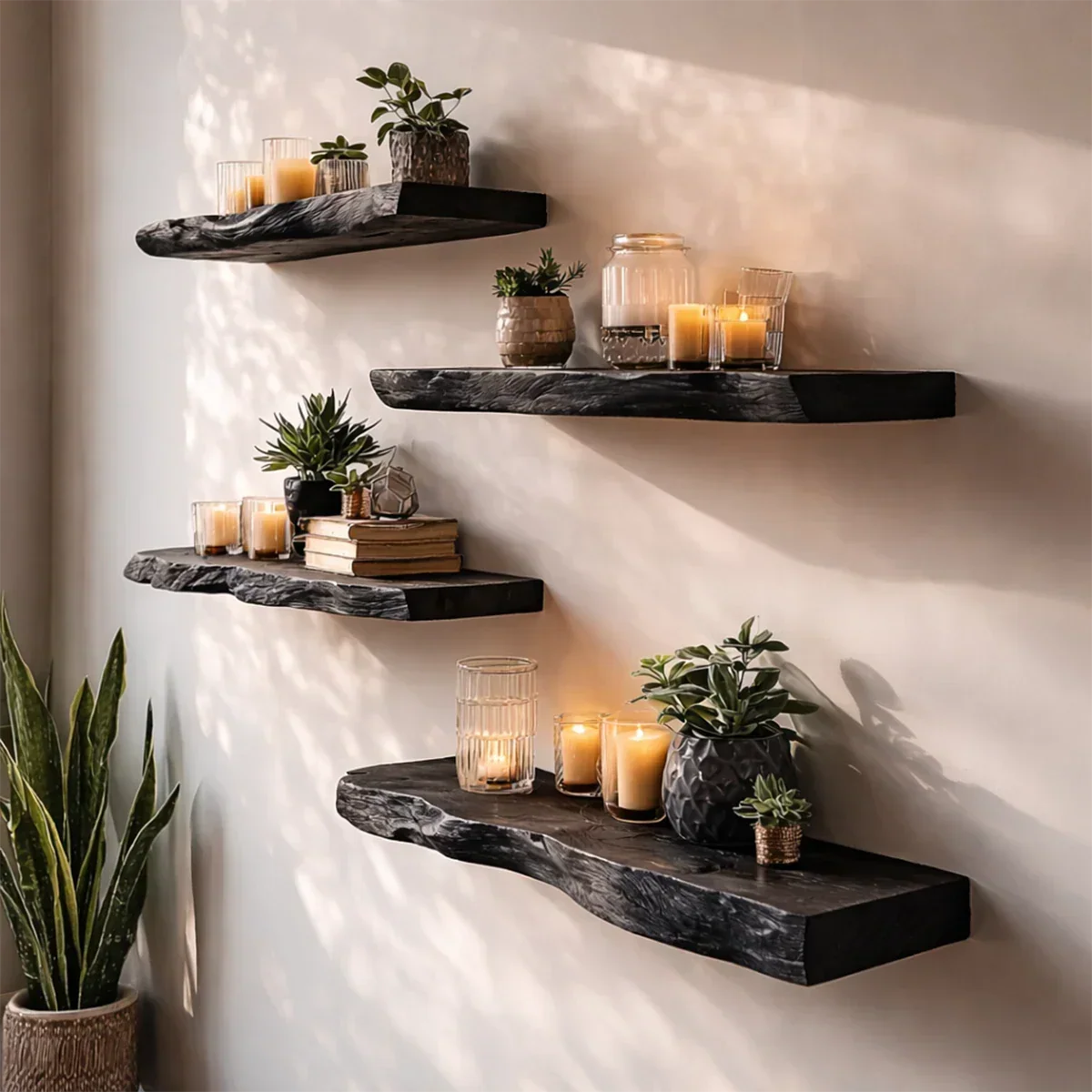 Live Edge Floating Shelf Solid Wood Wall Mounted Storage Shelf - ArborisWood - 7
