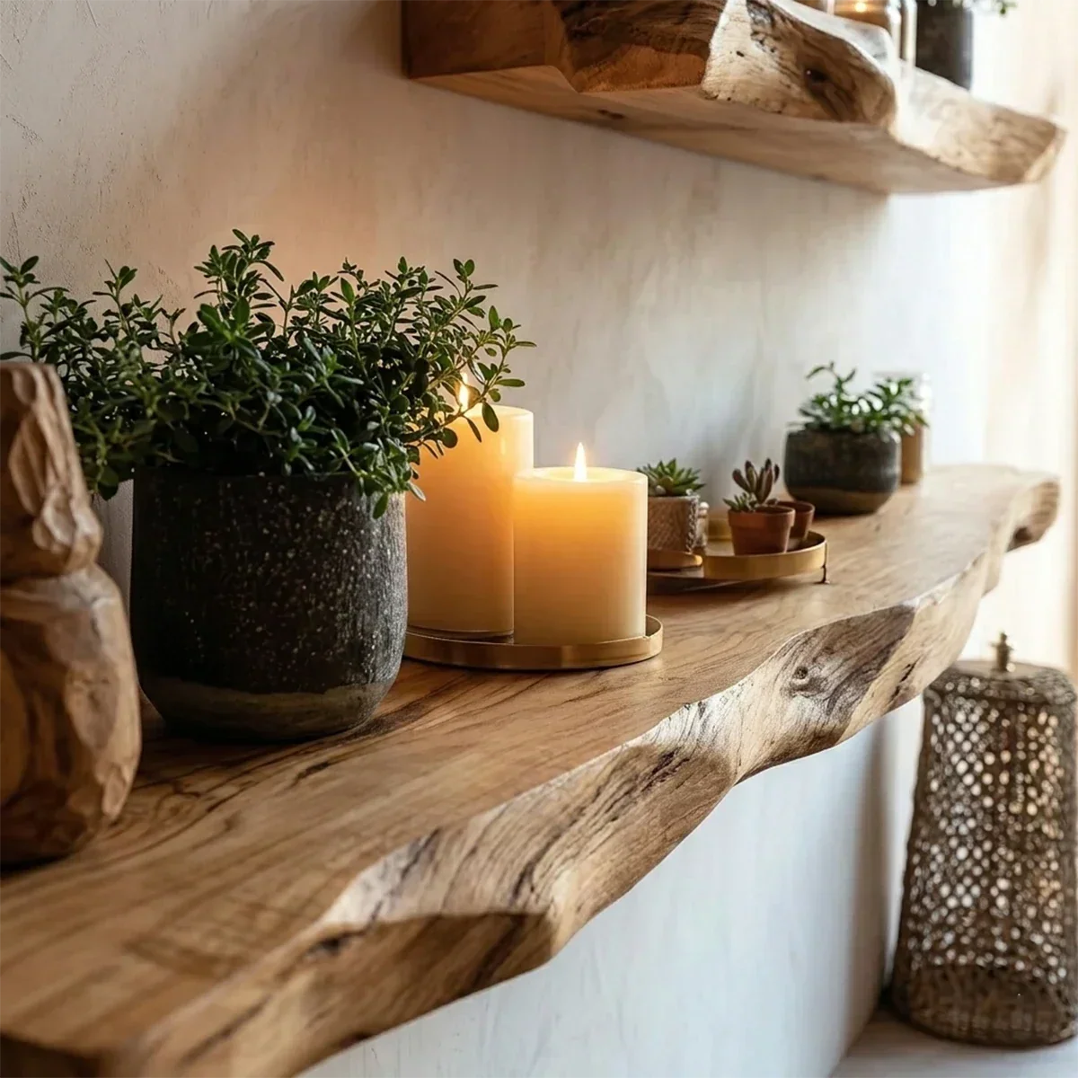 Live Edge Floating Shelves Solid Wood Wall Mounted Display Storage - ArborisWood - 3