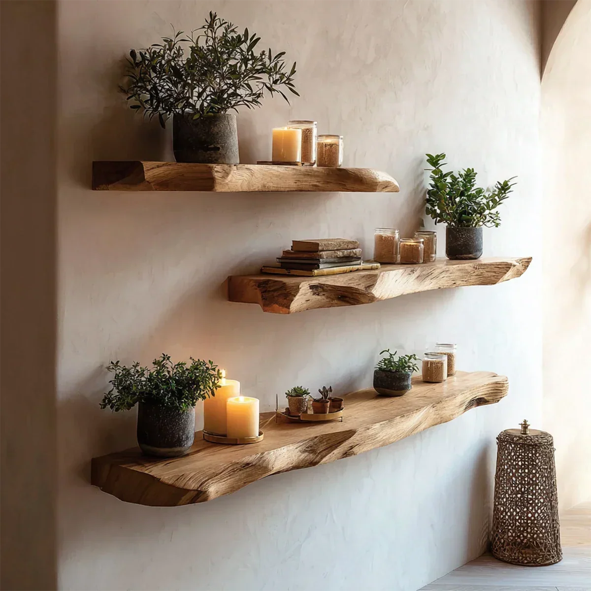 Live Edge Floating Shelves Solid Wood Wall Mounted Display Storage - ArborisWood