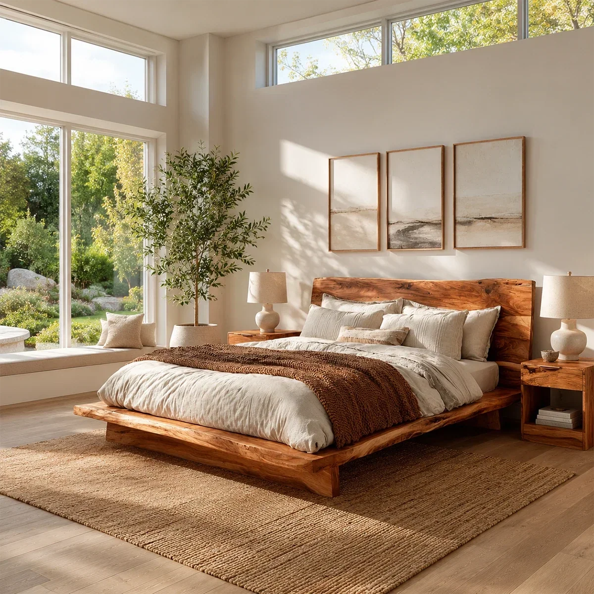 Live Edge Platform Bed Frame Crafted From Natural Solid Wood for Autumn Rooms - ArborisWood - 10