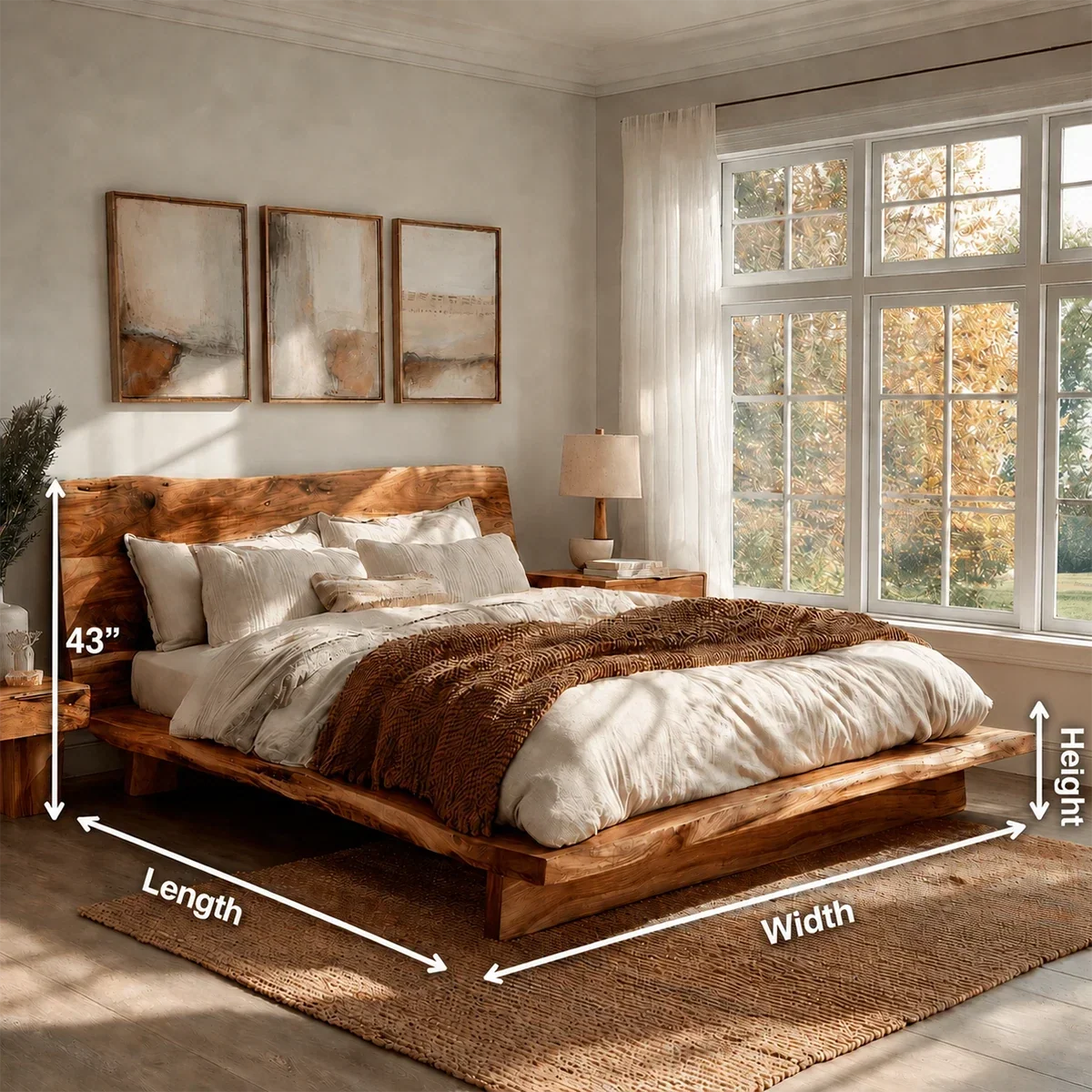 Live Edge Platform Bed Frame Crafted From Natural Solid Wood for Autumn Rooms - ArborisWood - 11