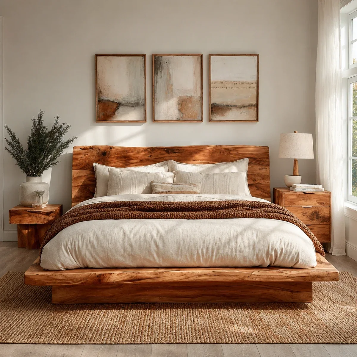 Live Edge Platform Bed Frame Crafted From Natural Solid Wood for Autumn Rooms - ArborisWood - 3