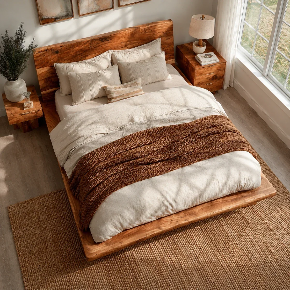 Live Edge Platform Bed Frame Crafted From Natural Solid Wood for Autumn Rooms - ArborisWood - 5