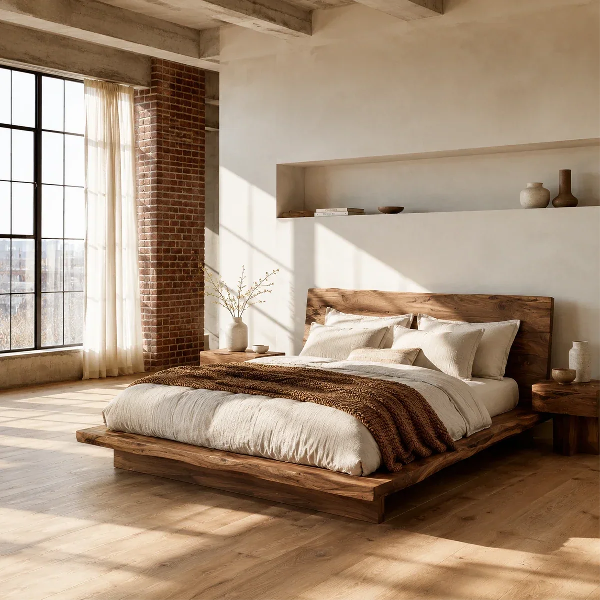 Live Edge Platform Bed Frame Crafted From Natural Solid Wood for Autumn Rooms - ArborisWood - 6