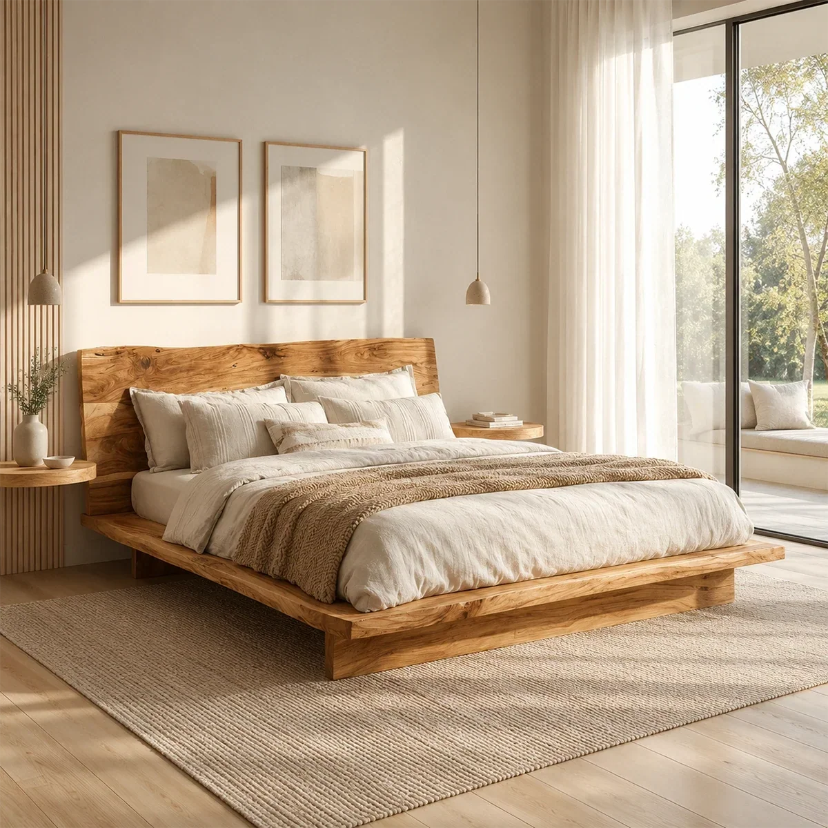 Live Edge Platform Bed Frame Crafted From Natural Solid Wood for Autumn Rooms - ArborisWood - 7