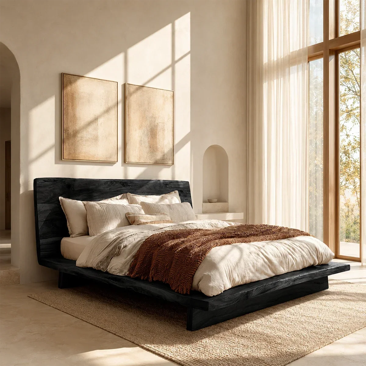 Live Edge Platform Bed Frame Crafted From Natural Solid Wood for Autumn Rooms - ArborisWood - 8