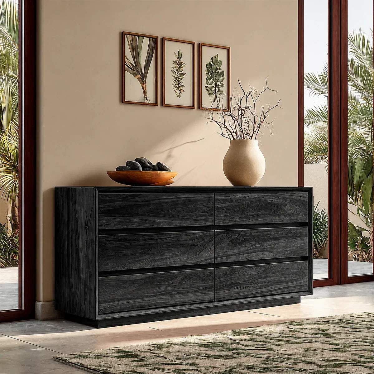 Low Profile Storage Sideboard in Natural Solid Wood with Seamless Drawers - ArborisWood - 8
