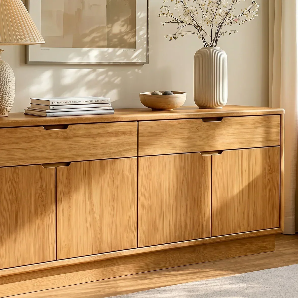 Minimalist Solid Wood Sideboard Cabinet with Concealed Storage Drawers - ArborisWood - 3