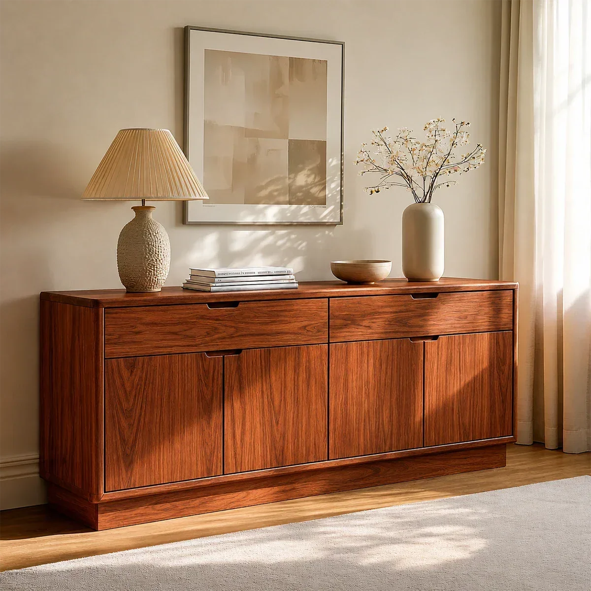 Minimalist Solid Wood Sideboard Cabinet with Concealed Storage Drawers - ArborisWood - 7