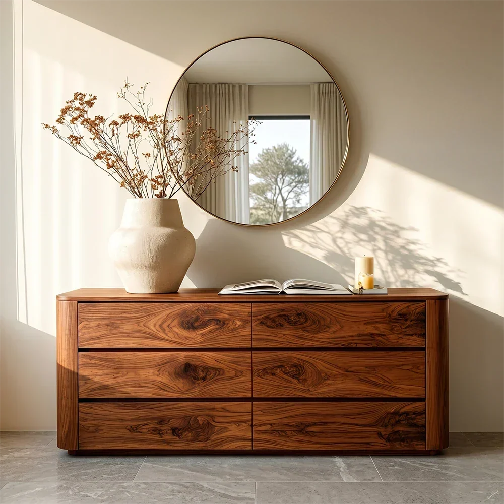 Minimalist Storage Sideboard in Natural Solid Wood with Curved Edges - ArborisWood - 3