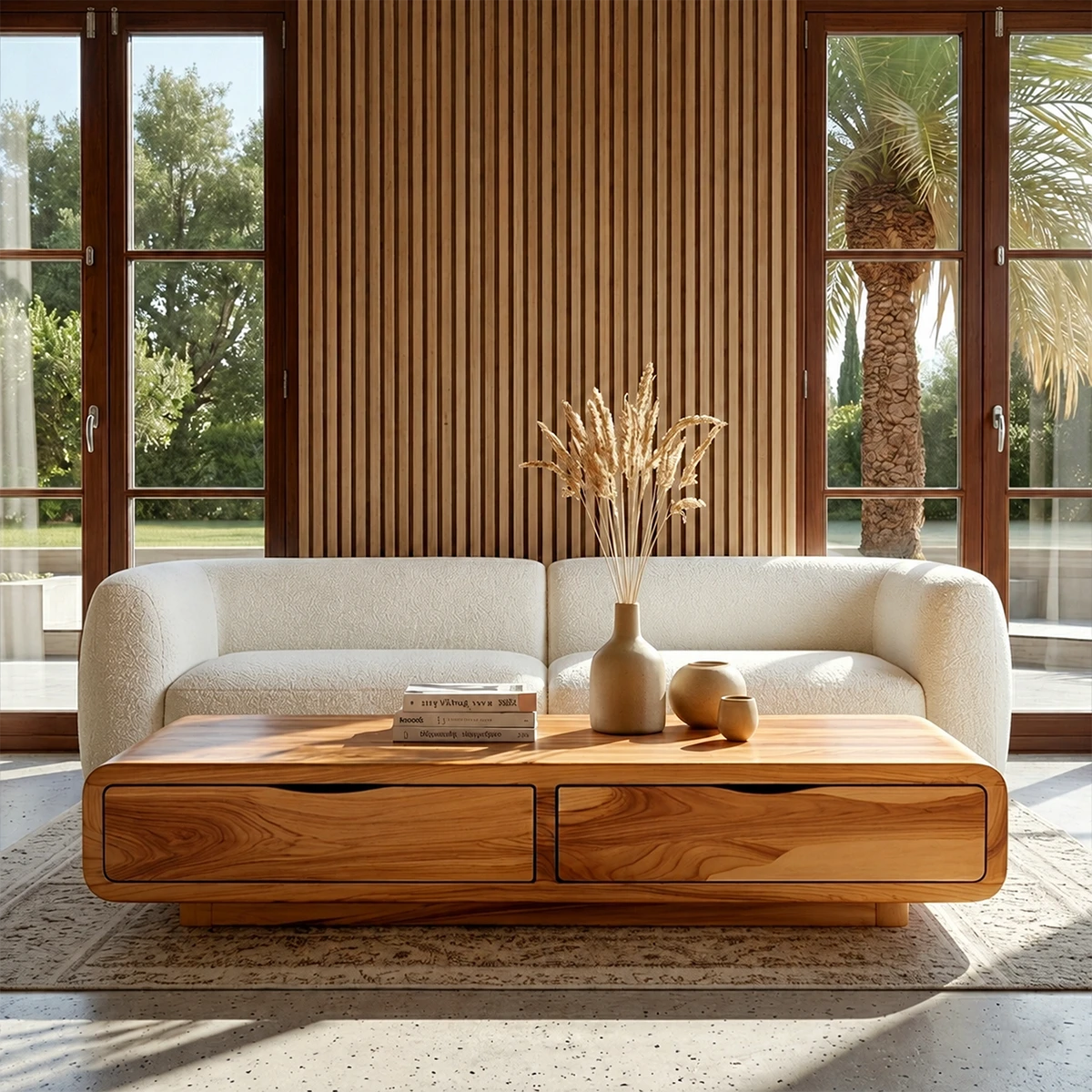 Modern Coffee Table with Storage Drawers – Natural Wood Center Table for Living Room - ArborisWood - 14