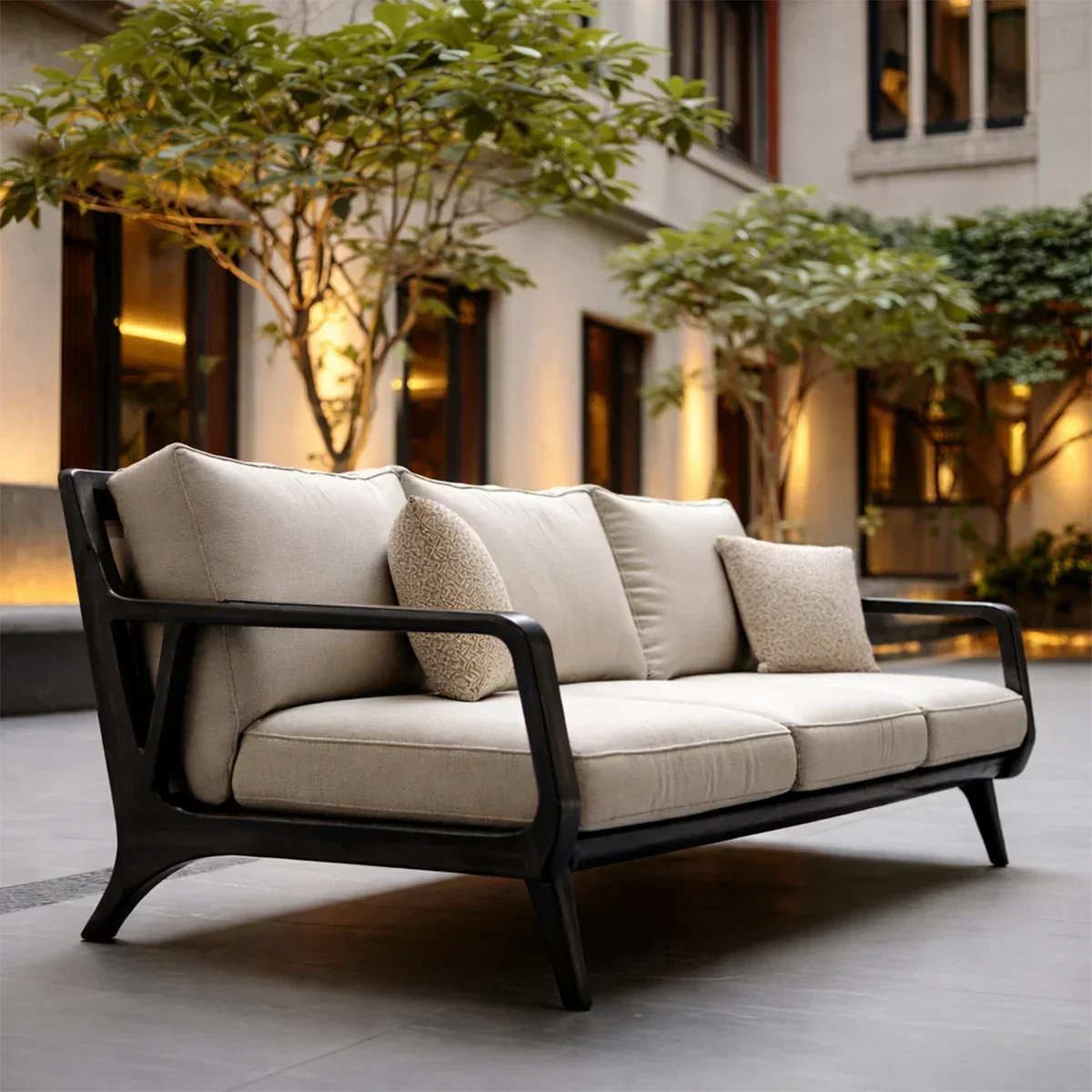 Modern Curved Sofa with Deep Seating and Cushioned Comfort for Living Rooms - ArborisWood - 8