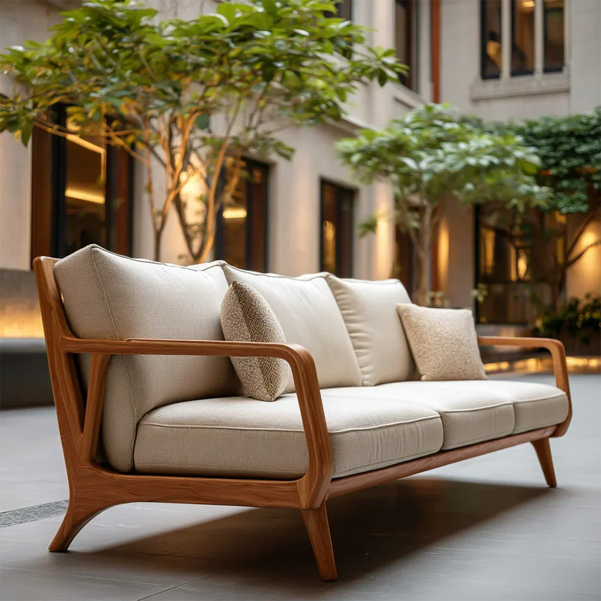 Modern Curved Sofa with Deep Seating and Cushioned Comfort for Living Rooms - ArborisWood