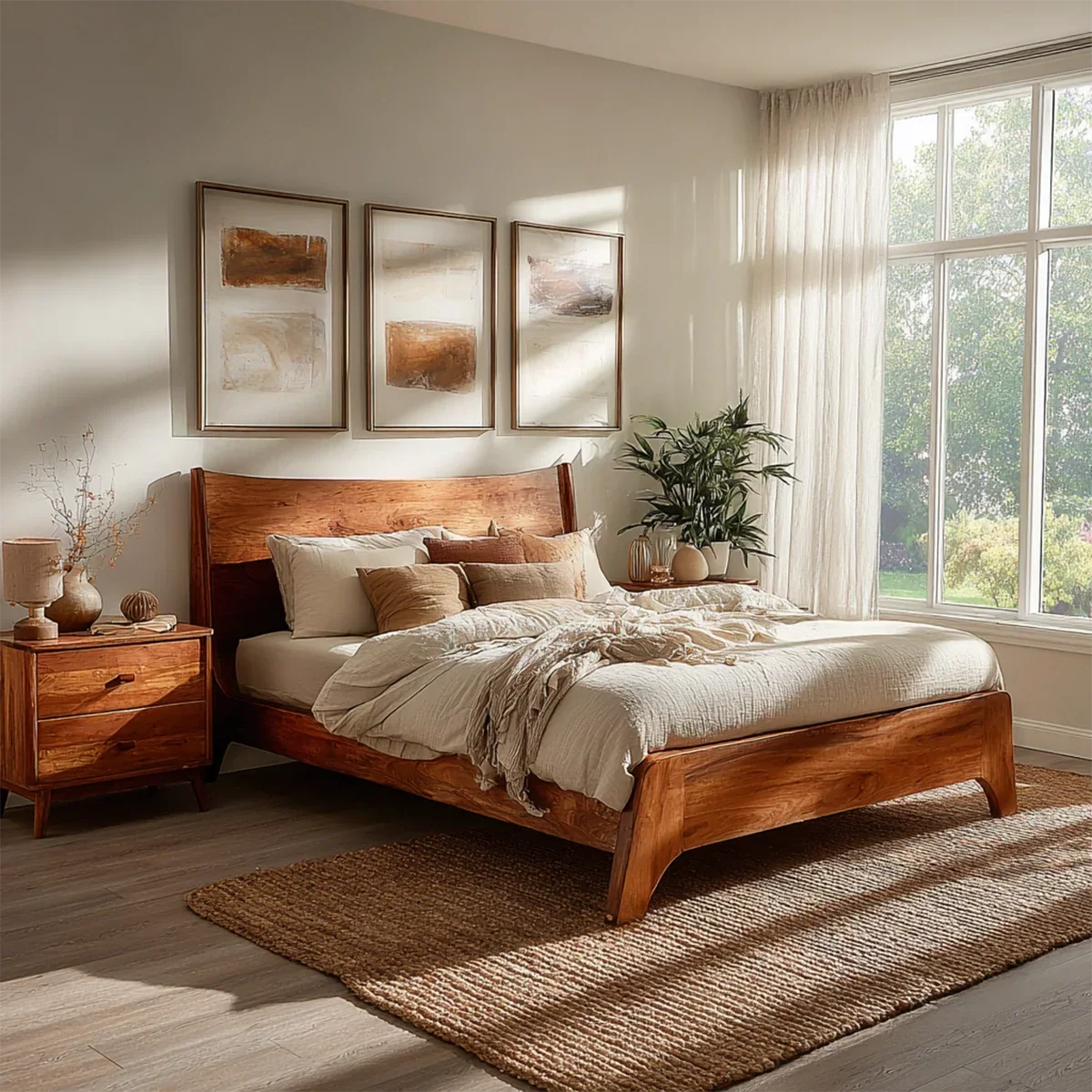 Natural Solid Wood Bed Frame With Broad Curved Headboard and Loft Presence - ArborisWood - 6