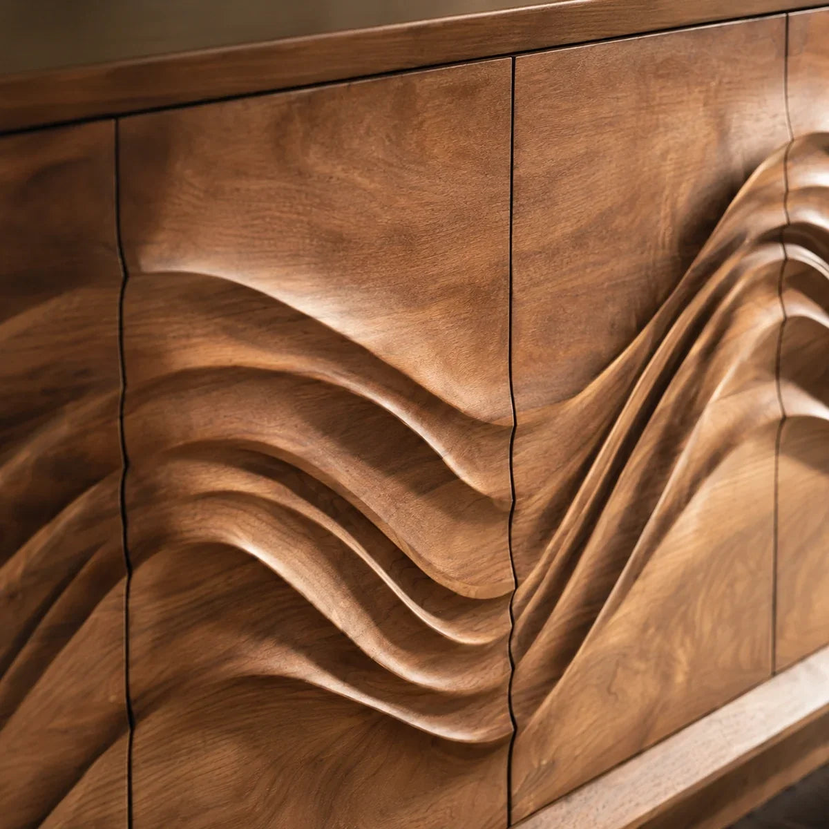 Natural Solid Wood Sideboard with Sculptural Wave Doors – Scandinavian - Arboriswood - 3