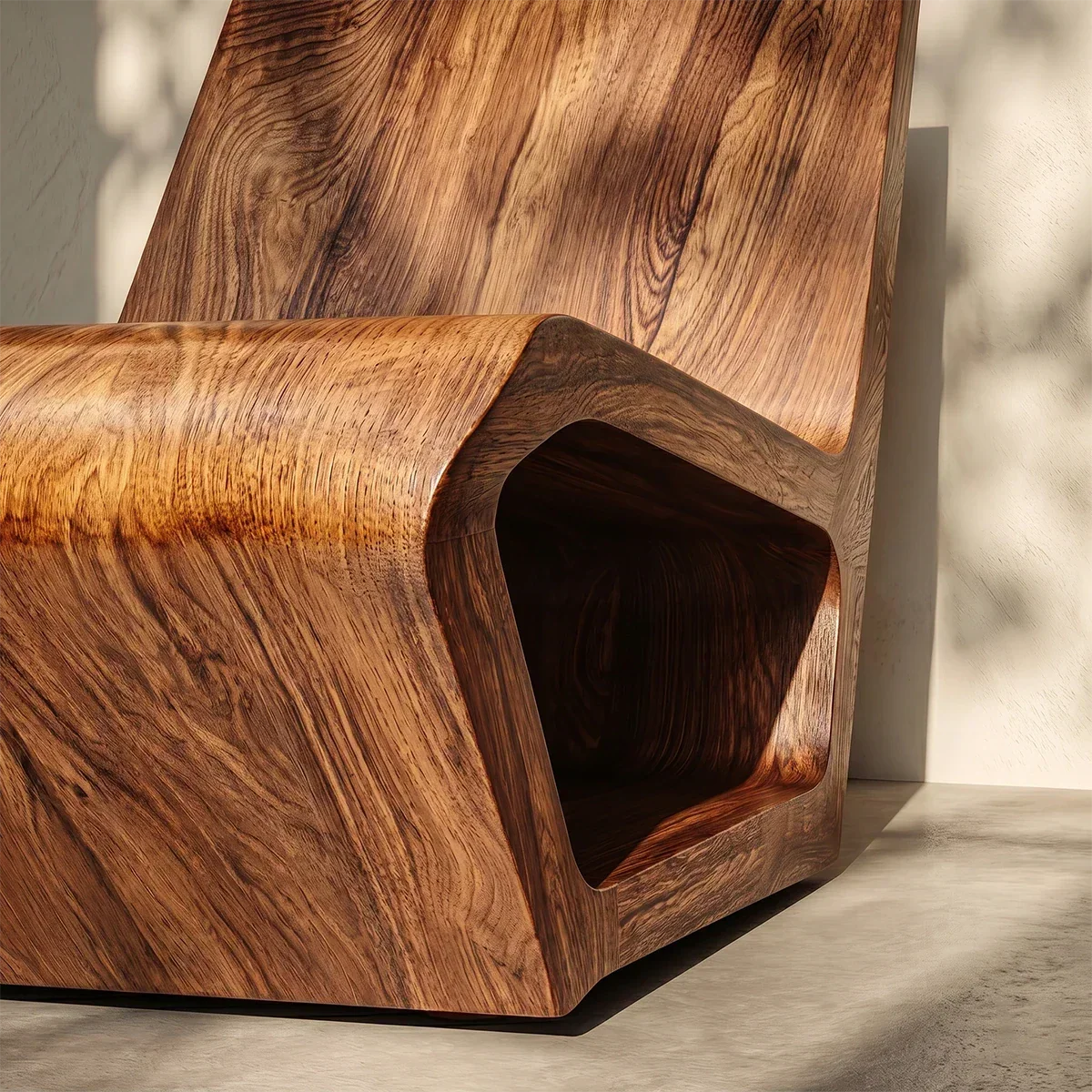 Natural Wood Lounge Chair with Sculptural Form and Low Profile Seating Design - Arboriswood - 3