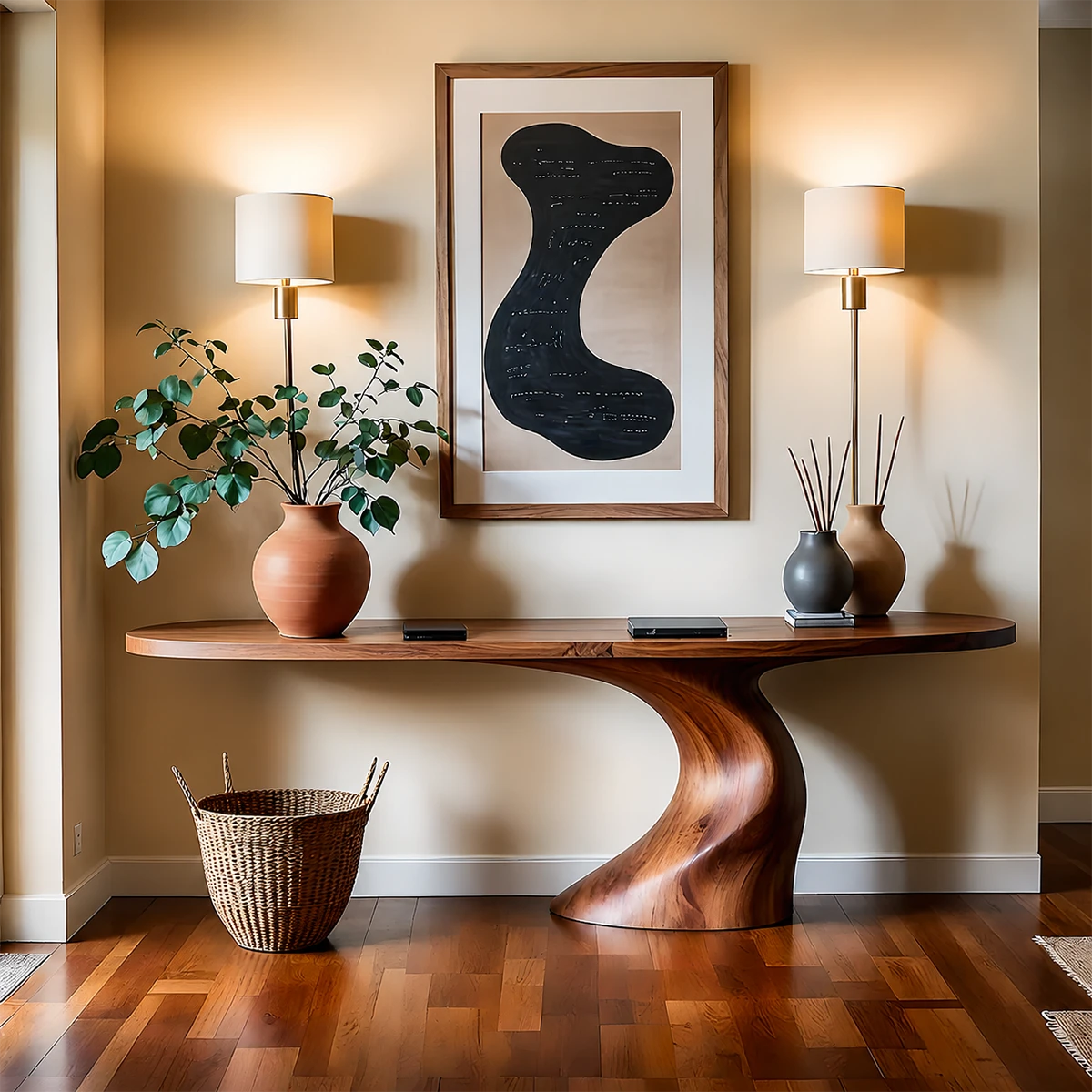 Organic Curve Console Table in Natural Solid Wood for Entryway - ArborisWood - 15