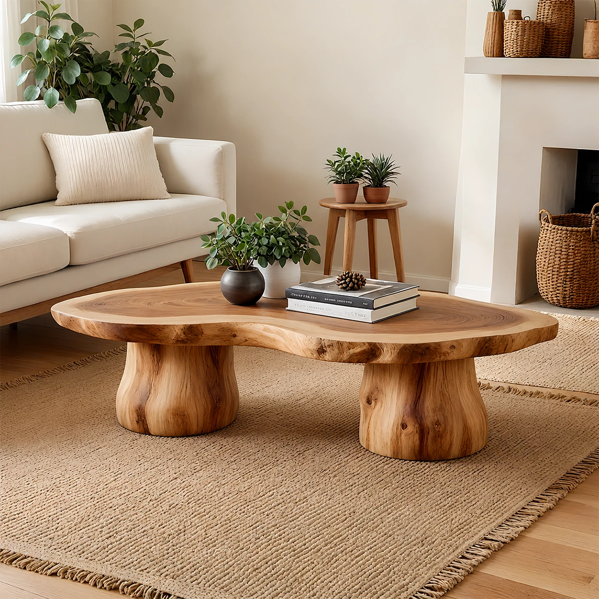 Organic Form Coffee Table – Solid Wood Sculpted Center Table for Home - ArborisWood - 12