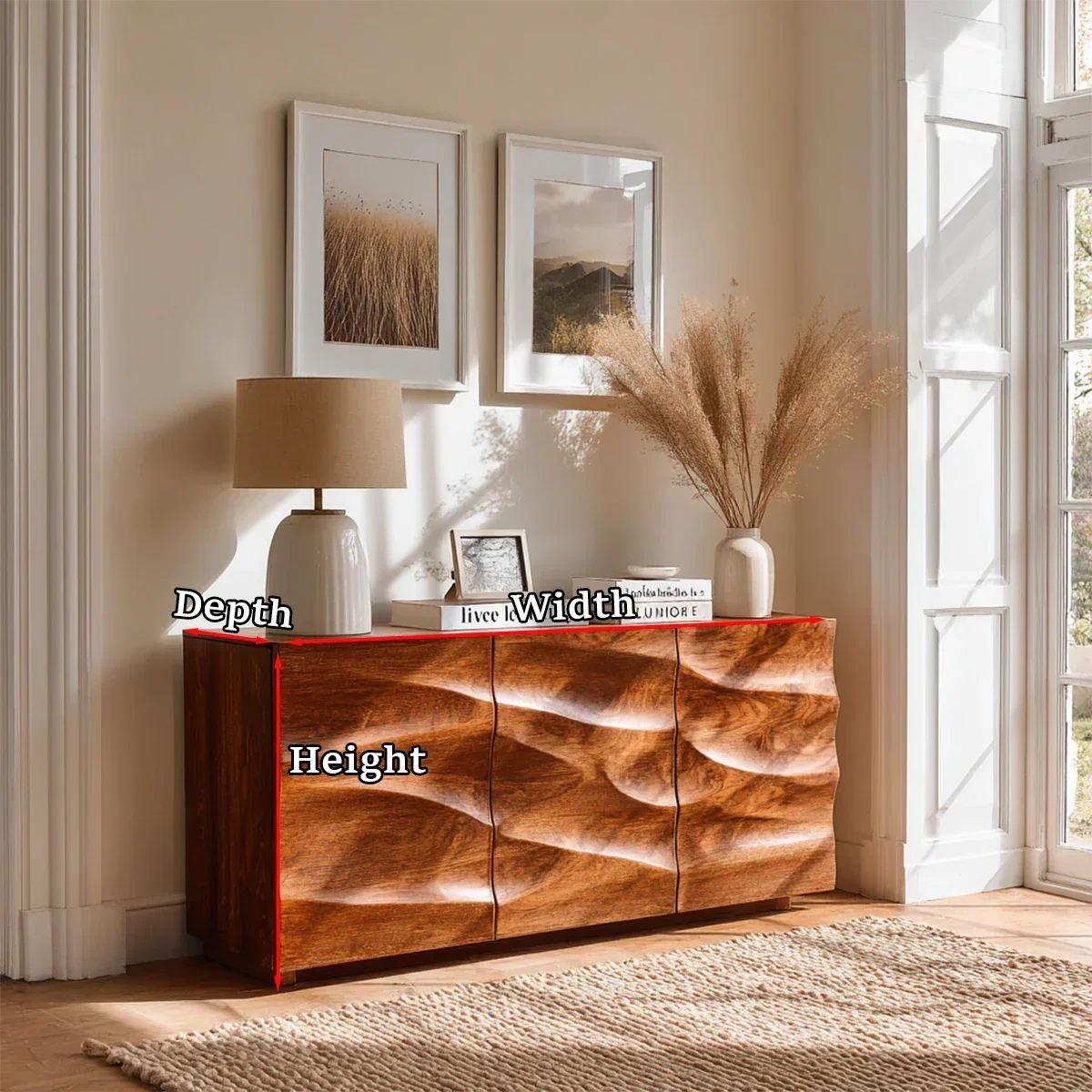 Organic Relief Sideboard Cabinet in Natural Solid Wood for Modern Homes - ArborisWood - 10