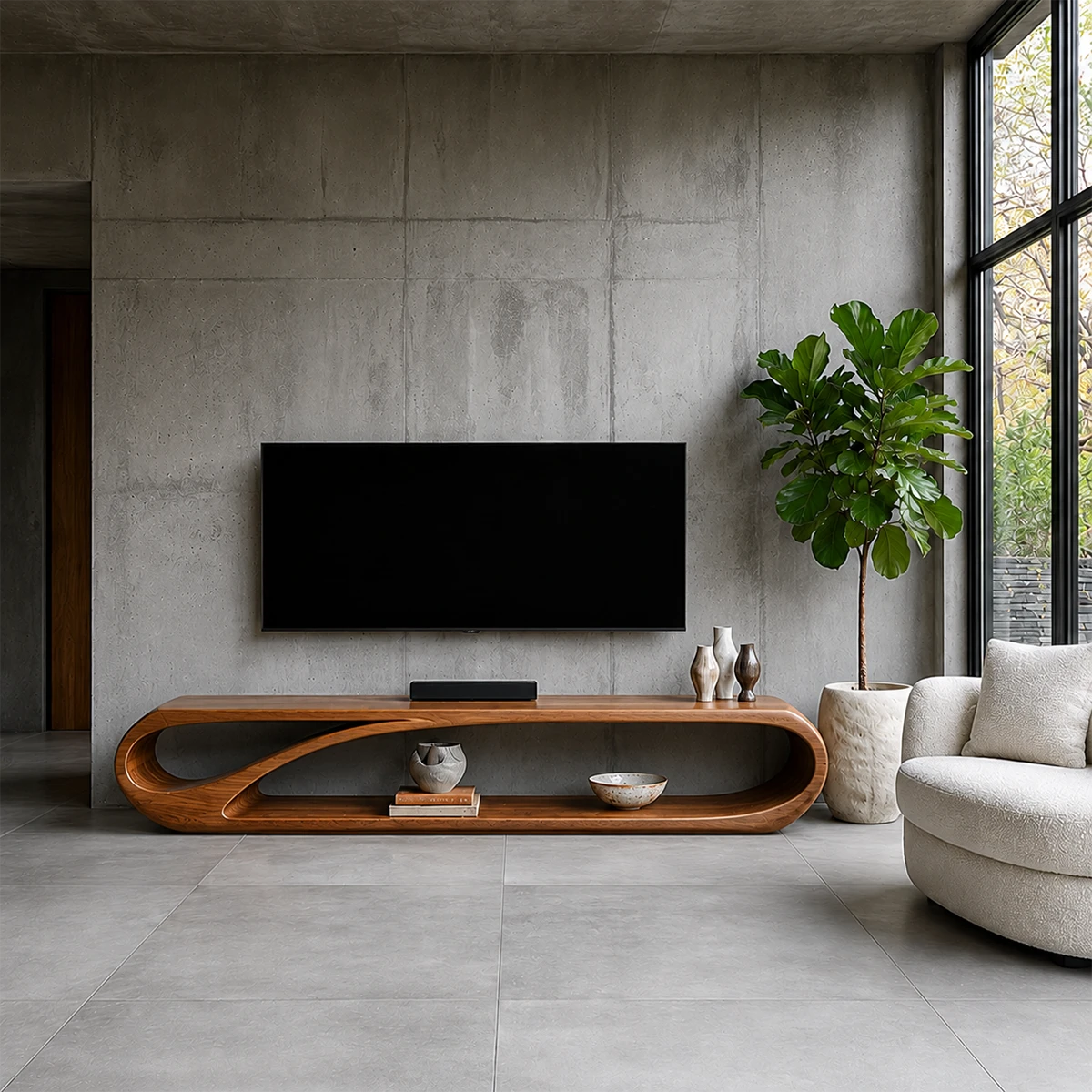 Organic Solid Wood TV Stand with Open Sculptural Storage for Modern Interiors - ArborisWood - 15