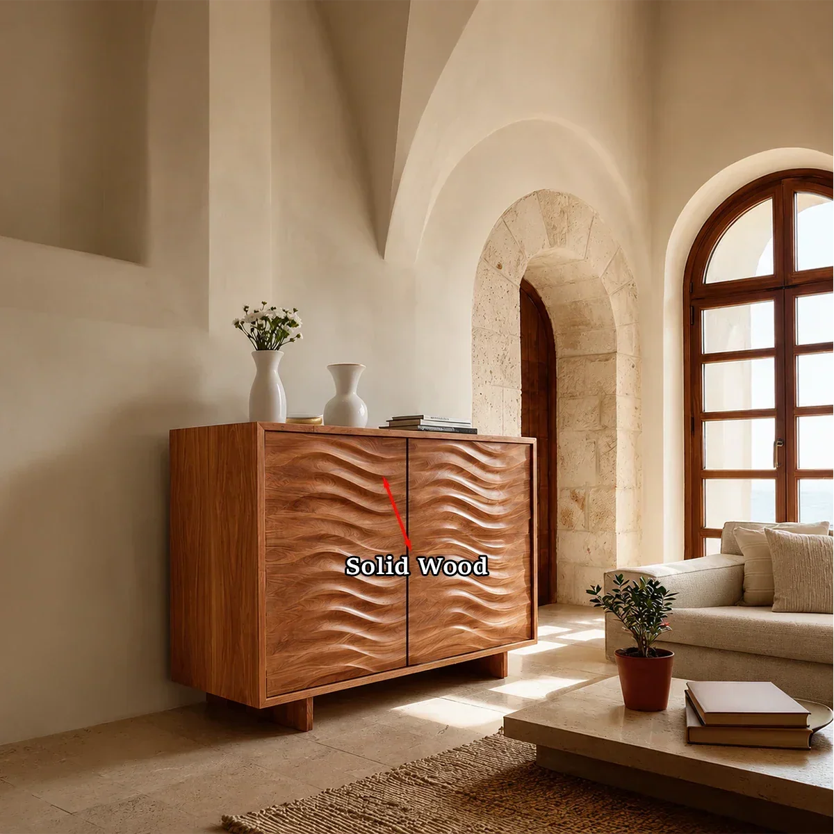 Organic Wave Sideboard Cabinet in Natural Solid Wood for Modern Interiors - ArborisWood - 10