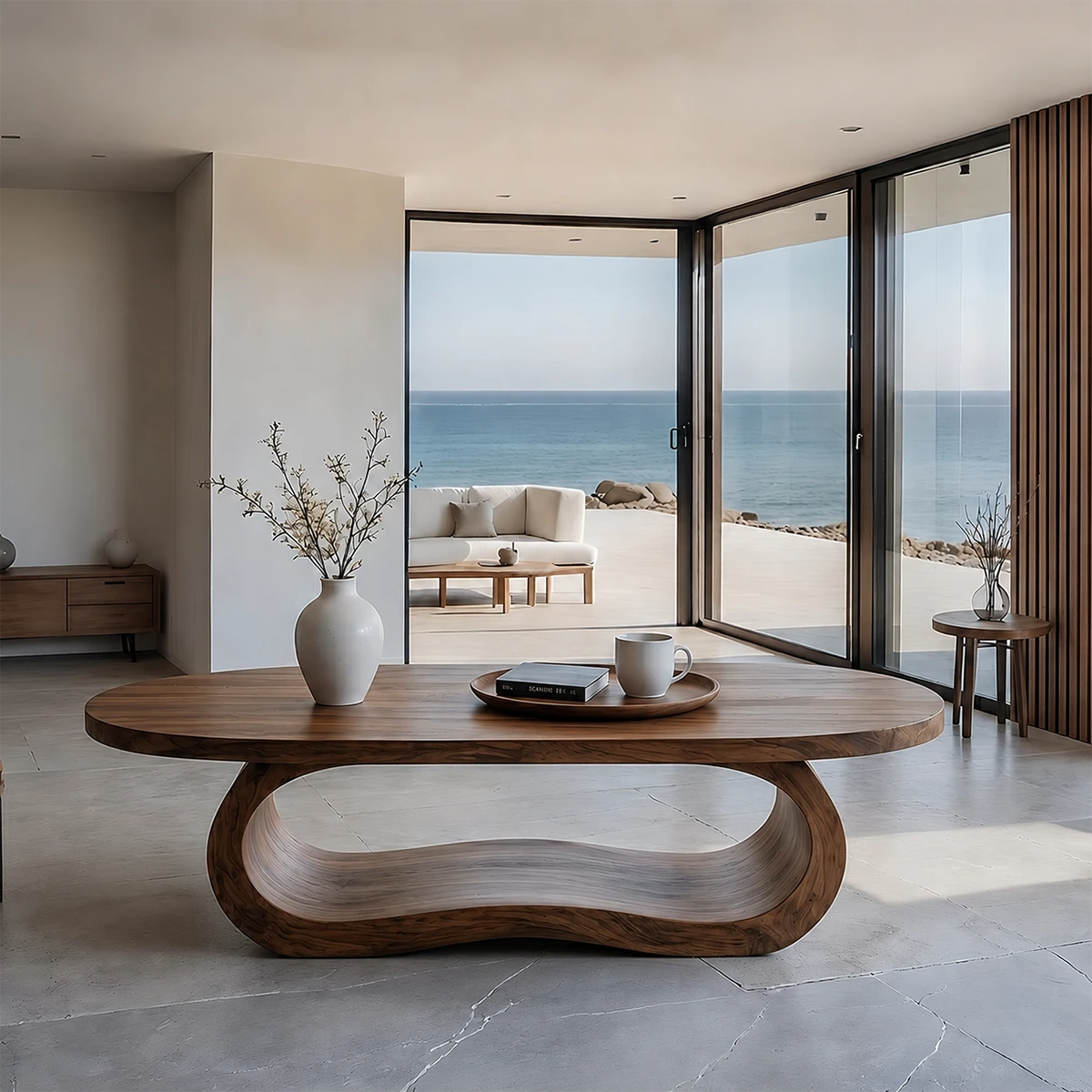 Solid Wood Coffee Table with Organic Curves and Sculptural Base - ArborisWood - 13