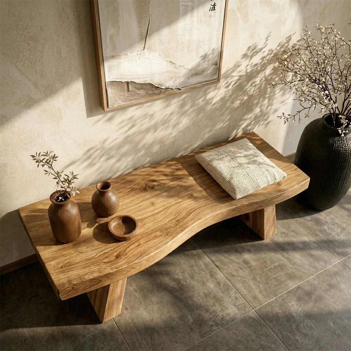Solid Wood Entryway Bench with Block Legs Modern Hallway Seating - ArborisWood - 5