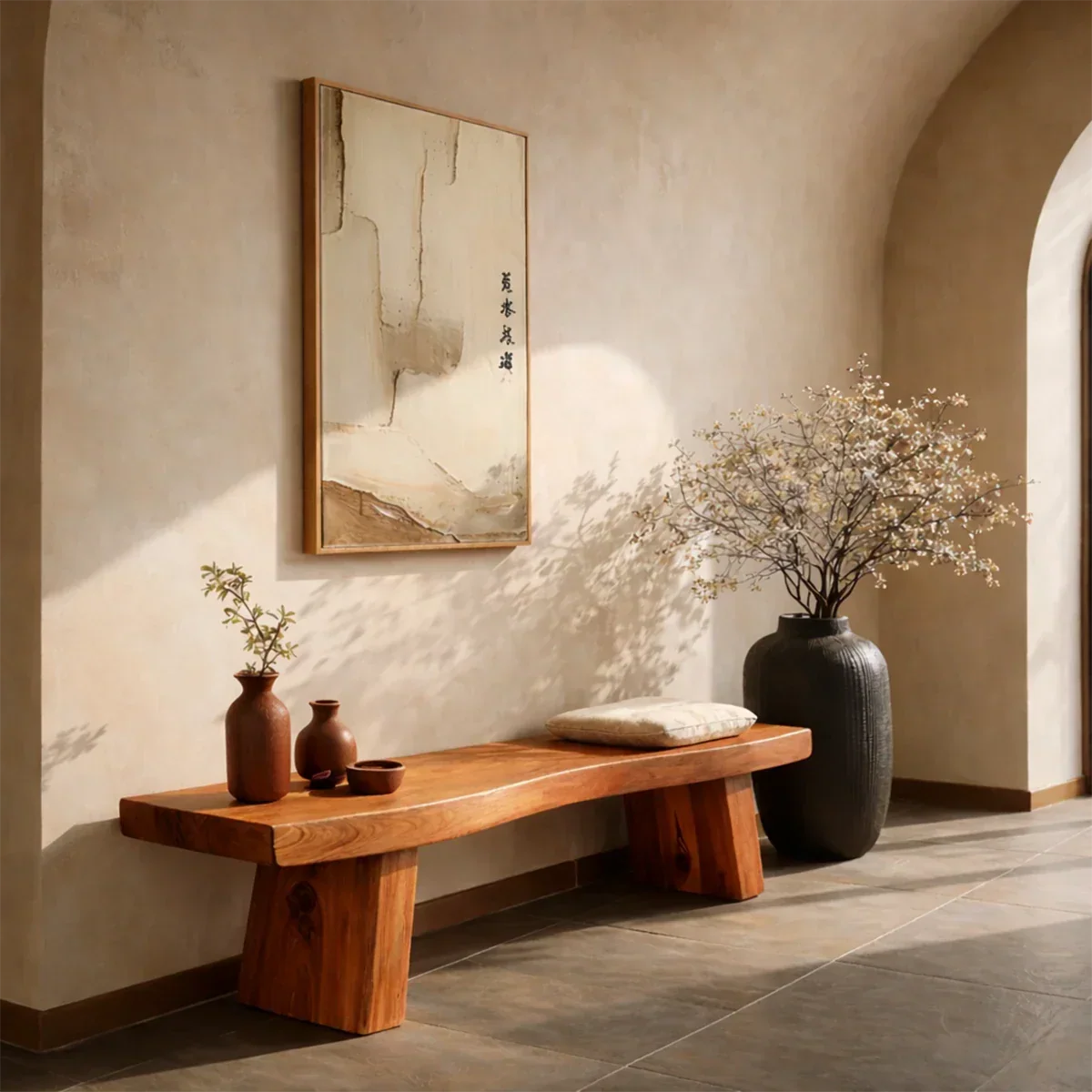 Solid Wood Entryway Bench with Block Legs Modern Hallway Seating - ArborisWood - 6