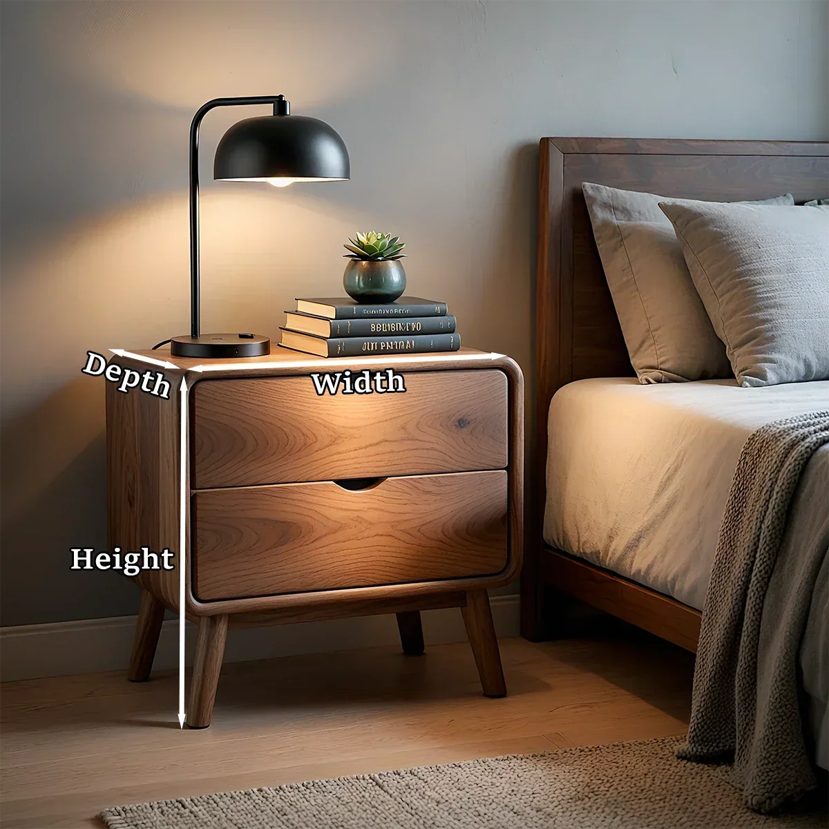 Solid Wood Nightstand with Rounded Edges and Soft Modern Storage Design - ArborisWood - 11