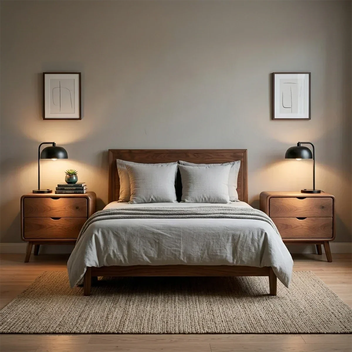 Solid Wood Nightstand with Rounded Edges and Soft Modern Storage Design - ArborisWood - 2