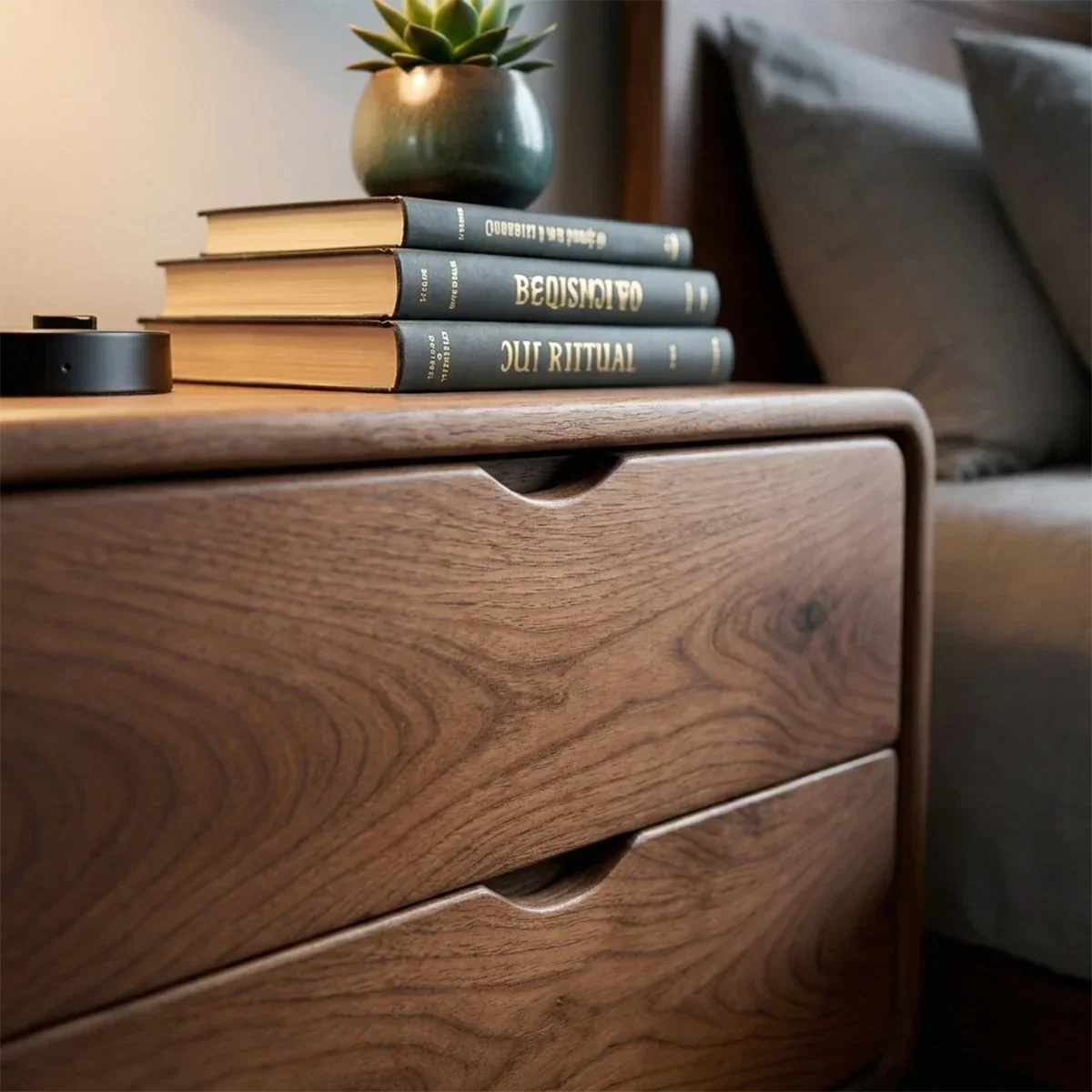 Solid Wood Nightstand with Rounded Edges and Soft Modern Storage Design - ArborisWood - 5