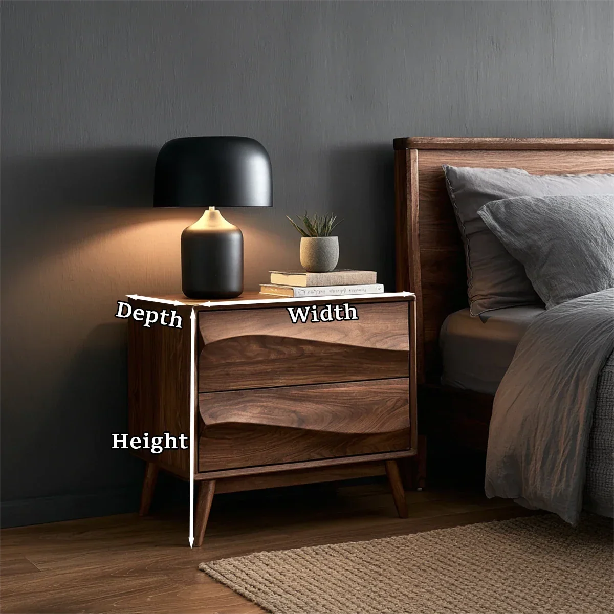 Solid Wood Nightstand with Soft Wave Drawers and Modern Storage Design - ArborisWood - 10