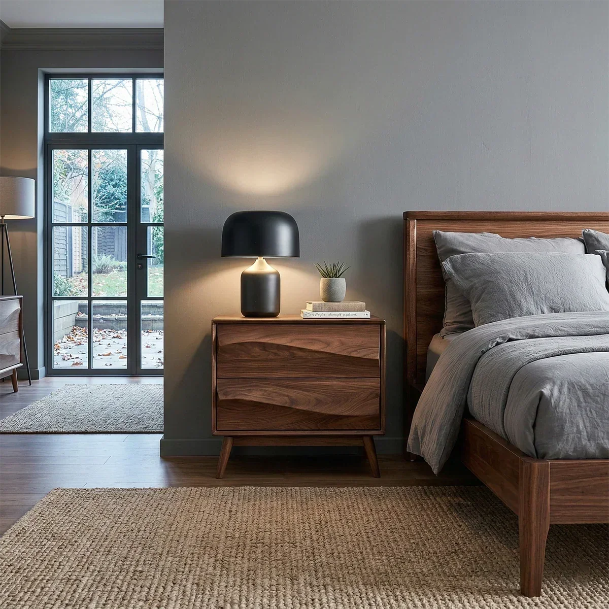 Solid Wood Nightstand with Soft Wave Drawers and Modern Storage Design - ArborisWood - 2