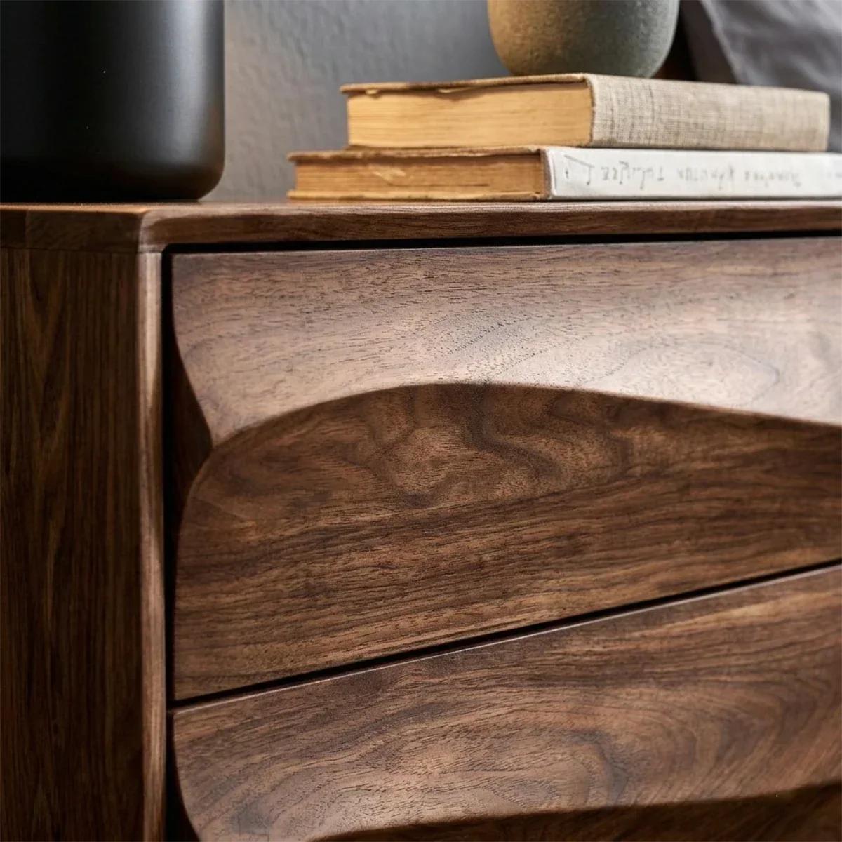 Solid Wood Nightstand with Soft Wave Drawers and Modern Storage Design - ArborisWood - 4