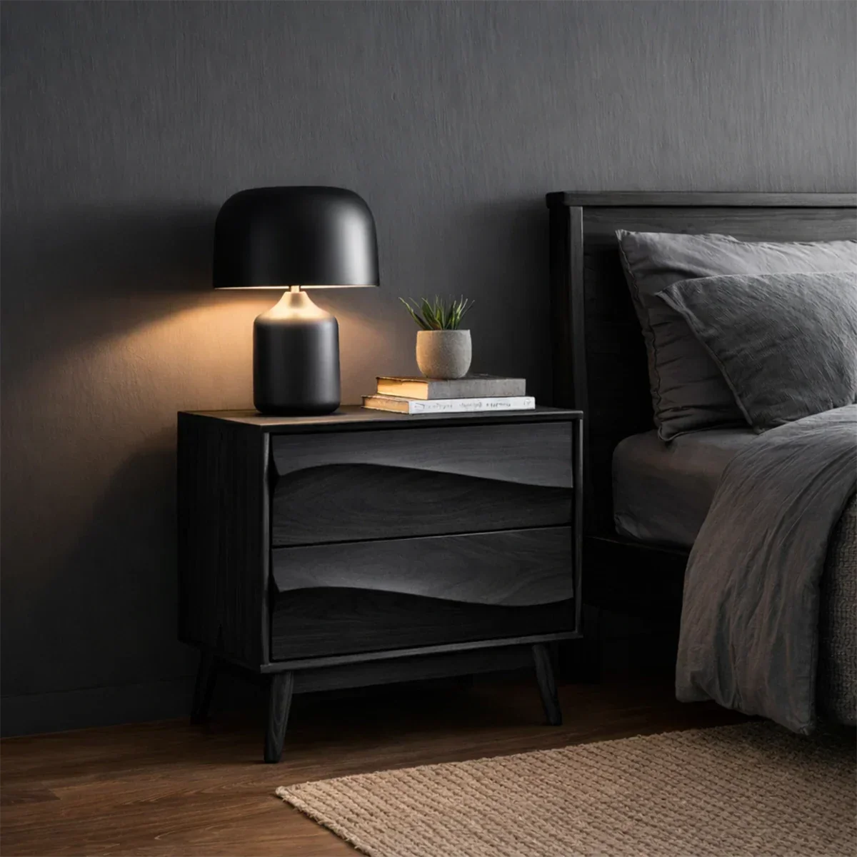 Solid Wood Nightstand with Soft Wave Drawers and Modern Storage Design - ArborisWood - 8